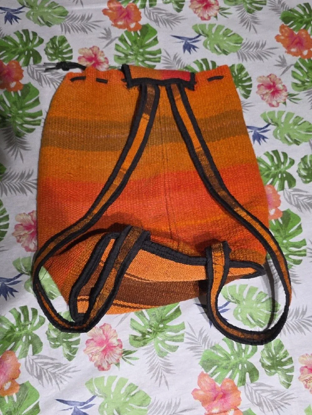 Cute Handwoven Orange Boho Backpack